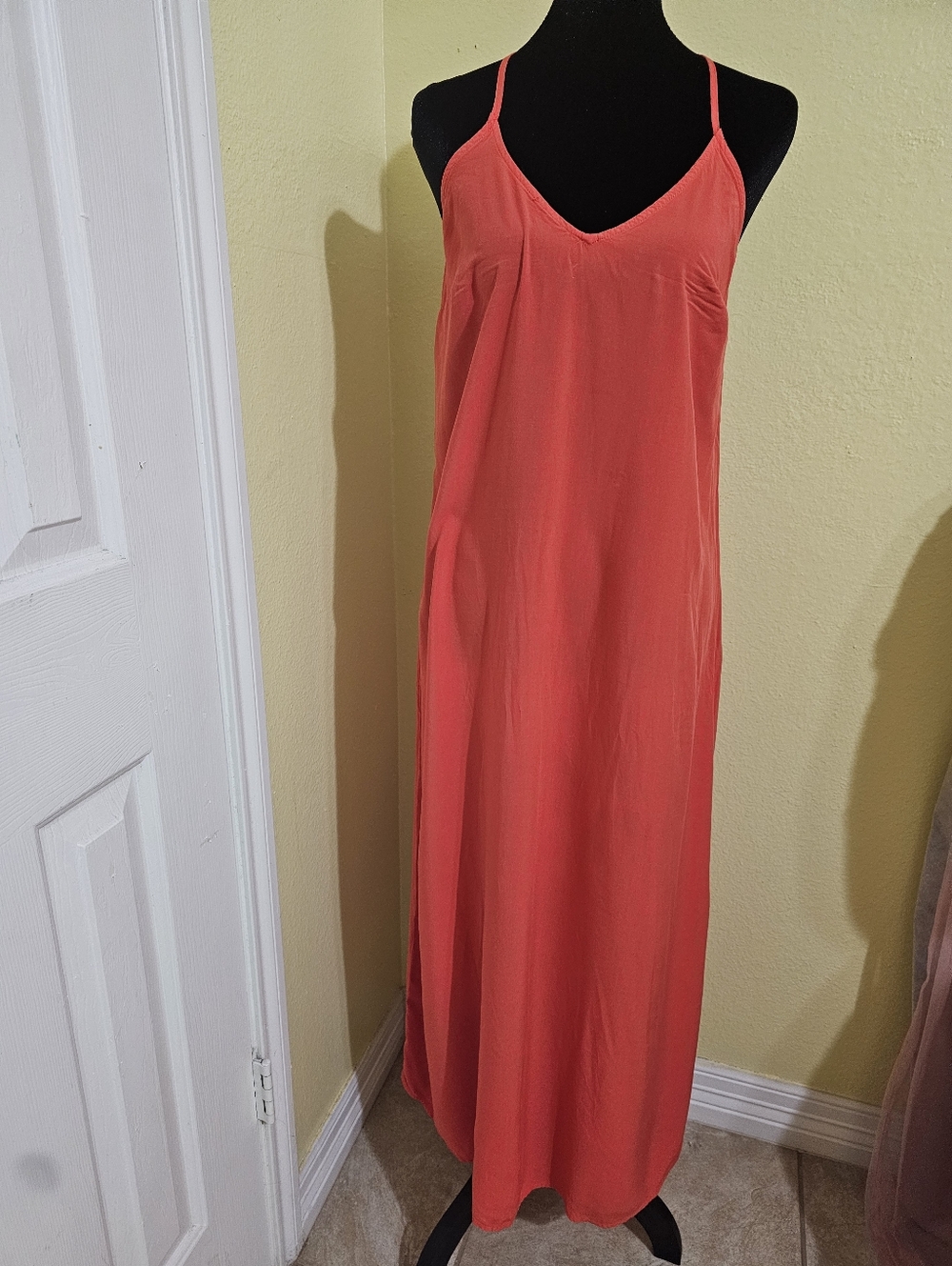 Old Navy Bright Coral Slip Dress with Spaghetti Straps